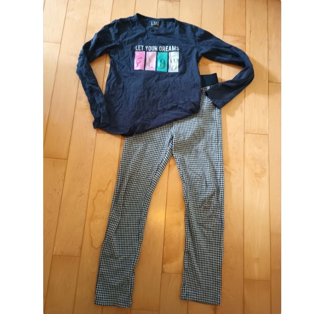 Losan - Girls' Dream T-Shirt and Houndstooth Pants, size 8